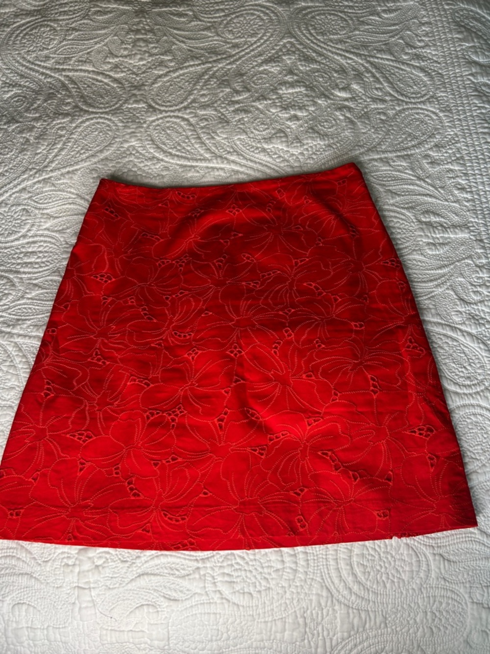 ♥️Ann Taylor Red Floral Eyelet A-Line Skirt♥️